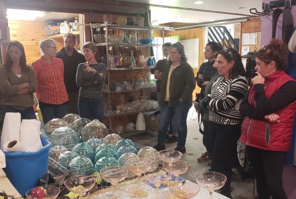 gloucester art teachers at the bubble factory in essex, ma during a professional development day organized by Manship